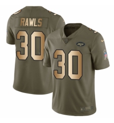Men's Nike New York Jets #30 Thomas Rawls Limited Olive Gold 2017 Salute to Service NFL Jersey