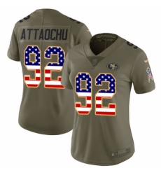 Women's Nike San Francisco 49ers #92 Jeremiah Attaochu Limited Olive/USA Flag 2017 Salute to Service NFL Jersey