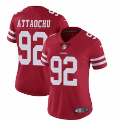 Women's Nike San Francisco 49ers #92 Jeremiah Attaochu Red Team Color Vapor Untouchable Elite Player NFL Jersey