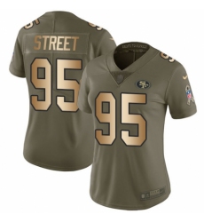 Women's Nike San Francisco 49ers #95 Kentavius Street Limited Olive/Gold 2017 Salute to Service NFL Jersey
