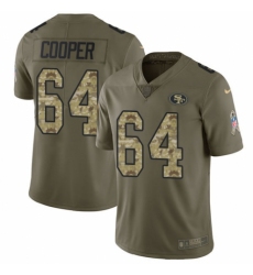 Men's Nike San Francisco 49ers #64 Jonathan Cooper Limited Olive/Camo 2017 Salute to Service NFL Jersey
