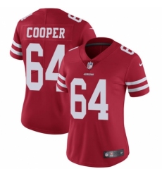 Women's Nike San Francisco 49ers #64 Jonathan Cooper Red Team Color Vapor Untouchable Elite Player NFL Jersey