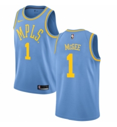 Men's Nike Los Angeles Lakers #1 JaVale McGee Swingman Blue Hardwood Classics NBA Jersey