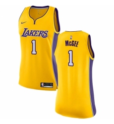 Women's Nike Los Angeles Lakers #1 JaVale McGee Swingman Gold NBA Jersey - Icon Edition