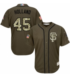 Men's Majestic San Francisco Giants #45 Derek Holland Authentic Green Salute to Service MLB Jersey