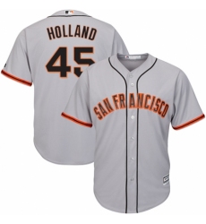 Men's Majestic San Francisco Giants #45 Derek Holland Replica Grey Road Cool Base MLB Jersey