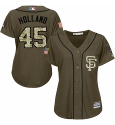 Women's Majestic San Francisco Giants #45 Derek Holland Authentic Green Salute to Service MLB Jersey