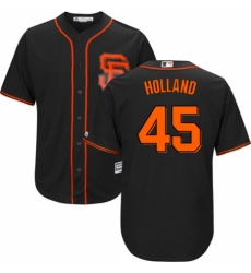 Youth Majestic San Francisco Giants #45 Derek Holland Authentic Black Alternate Cool Base MLB Jersey