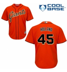 Youth Majestic San Francisco Giants #45 Derek Holland Authentic Orange Alternate Cool Base MLB Jersey
