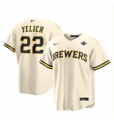 Men's Milwaukee Brewers #22 Christian Yelich Cream Limited Stitched Jersey(1)