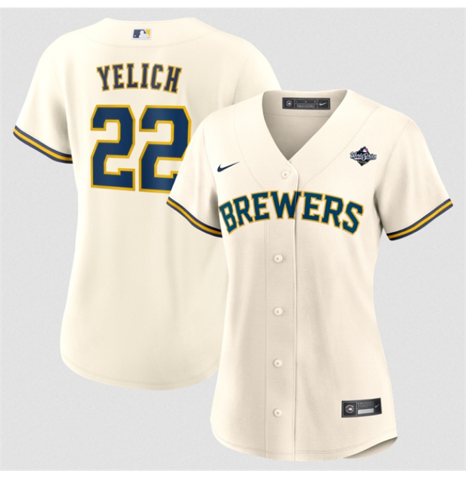 Women's Milwaukee Brewers #22 Christian Yelich Cream 2026 World Series Limited Stitched Baseball Jersey(Run Small)