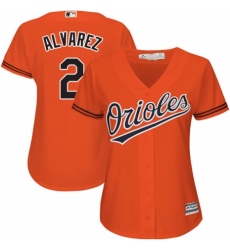 Women's Majestic Baltimore Orioles #2 Pedro Alvarez Authentic Orange Alternate Cool Base MLB Jersey