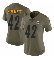 Women's Nike Pittsburgh Steelers #42 Morgan Burnett Limited Olive 2017 Salute to Service NFL Jersey
