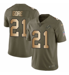 Men's Nike Miami Dolphins #21 Frank Gore Limited Olive/Gold 2017 Salute to Service NFL Jersey
