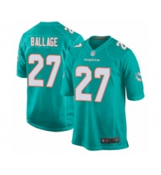 Men's Miami Dolphins #27 Kalen Ballage Game Aqua Green Team Color Football Jersey