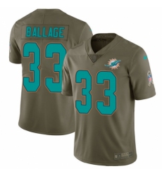 Men's Nike Miami Dolphins #33 Kalen Ballage Limited Olive 2017 Salute to Service NFL Jersey