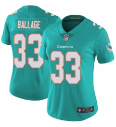 Women's Nike Miami Dolphins #33 Kalen Ballage Aqua Green Team Color Vapor Untouchable Limited Player NFL Jersey