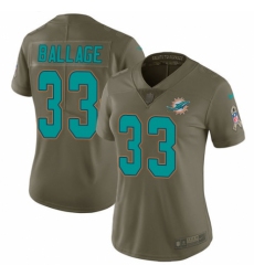 Women's Nike Miami Dolphins #33 Kalen Ballage Limited Olive 2017 Salute to Service NFL Jersey