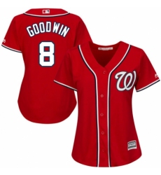 Women's Majestic Washington Nationals #8 Brian Goodwin Authentic Red Alternate 1 Cool Base MLB Jersey
