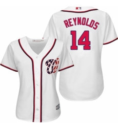 Women's Majestic Washington Nationals #14 Mark Reynolds Replica White Home Cool Base MLB Jersey