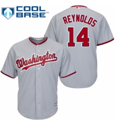 Youth Majestic Washington Nationals #14 Mark Reynolds Replica Grey Road Cool Base MLB Jersey