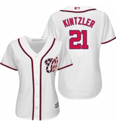 Women's Majestic Washington Nationals #21 Brandon Kintzler Authentic White Home Cool Base MLB Jersey