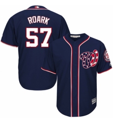 Youth Majestic Washington Nationals #57 Tanner Roark Authentic Navy Blue Alternate 2 Cool Base MLB Jersey