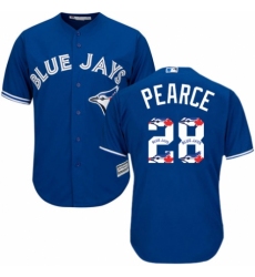 Men's Majestic Toronto Blue Jays #28 Steve Pearce Authentic Blue Team Logo Fashion MLB Jersey