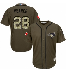 Men's Majestic Toronto Blue Jays #28 Steve Pearce Authentic Green Salute to Service MLB Jersey