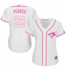 Women's Majestic Toronto Blue Jays #28 Steve Pearce Authentic White Fashion Cool Base MLB Jersey