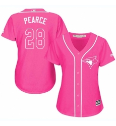 Women's Majestic Toronto Blue Jays #28 Steve Pearce Replica Pink Fashion Cool Base MLB Jersey