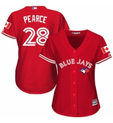 Women's Majestic Toronto Blue Jays #28 Steve Pearce Replica Scarlet Alternate MLB Jersey