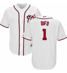 Men's Majestic Washington Nationals #1 Wilmer Difo Replica White Home Cool Base MLB Jersey