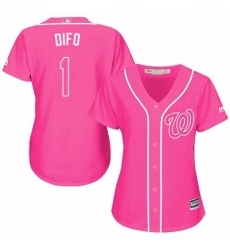 Women's Majestic Washington Nationals #1 Wilmer Difo Authentic Pink Fashion Cool Base MLB Jersey