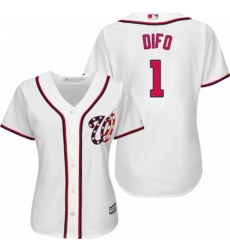 Women's Majestic Washington Nationals #1 Wilmer Difo Authentic White Home Cool Base MLB Jersey