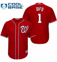 Youth Majestic Washington Nationals #1 Wilmer Difo Authentic Red Alternate 1 Cool Base MLB Jersey