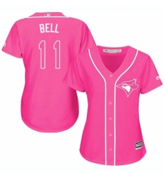 Women's Majestic Toronto Blue Jays #11 George Bell Authentic Pink Fashion Cool Base MLB Jersey