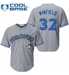 Men's Majestic Toronto Blue Jays #32 Dave Winfield Replica Grey Road MLB Jersey