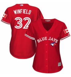 Women's Majestic Toronto Blue Jays #32 Dave Winfield Authentic Scarlet Alternate MLB Jersey