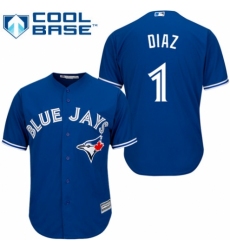 Men's Majestic Toronto Blue Jays #1 Aledmys Diaz Replica Blue Alternate MLB Jersey