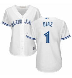 Women's Majestic Toronto Blue Jays #1 Aledmys Diaz Authentic White Home MLB Jersey