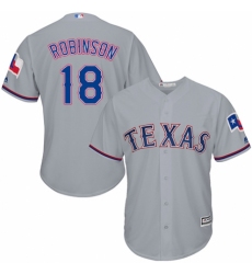 Men's Majestic Texas Rangers #18 Drew Robinson Replica Grey Road Cool Base MLB Jersey