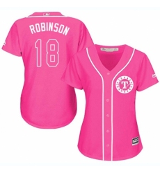 Women's Majestic Texas Rangers #18 Drew Robinson Replica Pink Fashion Cool Base MLB Jersey