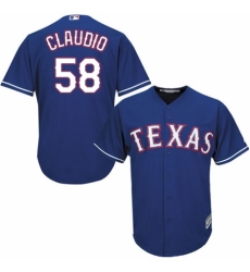 Men's Majestic Texas Rangers #58 Alex Claudio Replica Royal Blue Alternate 2 Cool Base MLB Jersey
