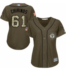 Women's Majestic Texas Rangers #61 Robinson Chirinos Authentic Green Salute to Service MLB Jersey