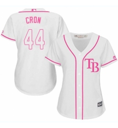 Women's Majestic Tampa Bay Rays #44 C. J. Cron Authentic White Fashion Cool Base MLB Jersey