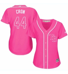 Women's Majestic Tampa Bay Rays #44 C. J. Cron Replica Pink Fashion Cool Base MLB Jersey