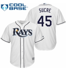 Men's Majestic Tampa Bay Rays #45 Jesus Sucre Replica White Home Cool Base MLB Jersey