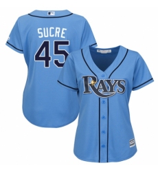Women's Majestic Tampa Bay Rays #45 Jesus Sucre Authentic Light Blue Alternate 2 Cool Base MLB Jersey
