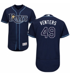 Men's Majestic Tampa Bay Rays #49 Jonny Venters Navy Blue Alternate Flex Base Authentic Collection MLB Jersey